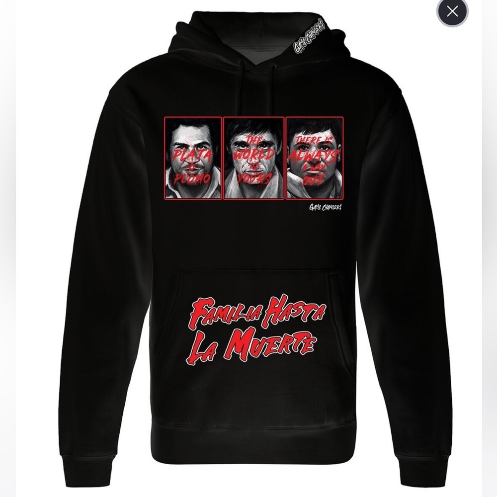 Game Changers Scarface Tony Montana Pablo El Chapo Men’s Black Graphic Hoodie